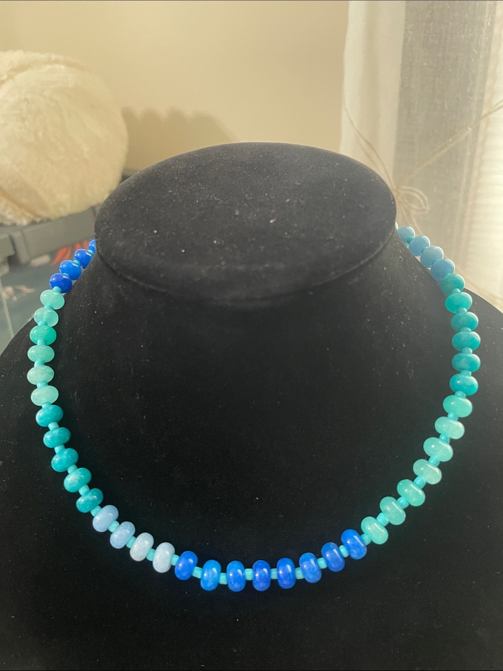 Handmade Blue & Teal Beaded Necklace